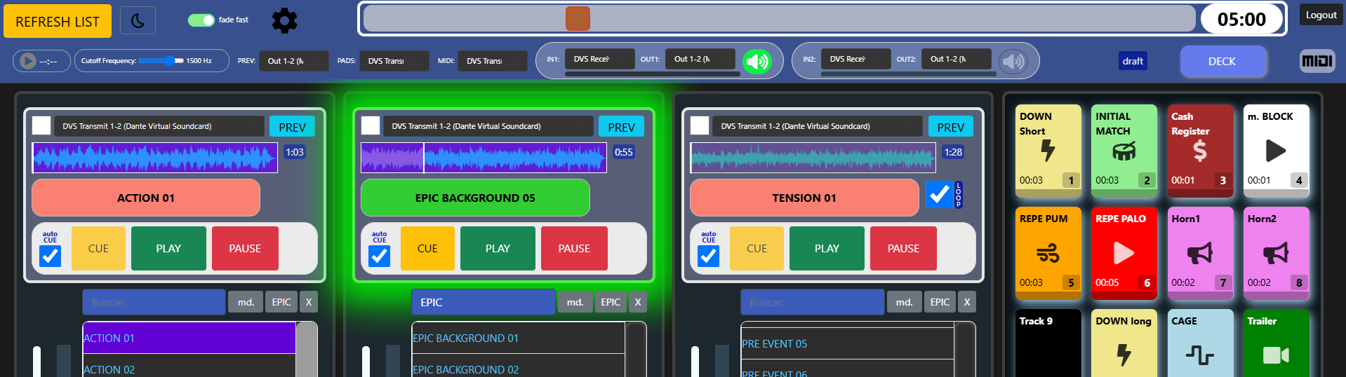 Interfaz de GroovePadX